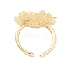 Rack Plating Flower Brass Open Cuff Rings for Women RJEW-B064-18G-02-3