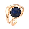 Round Natural Lapis Lazuli Finger Rings RJEW-N046-10E-2