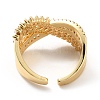 Clear Cubic Zirconia Criss Cross Open Cuff Ring RJEW-M142-11G-3
