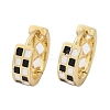 Tartan Pattern Enamel Chunky Hinged Huggie Hoop Earrings for Women EJEW-P196-22G-01-2