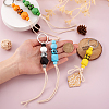 6Pcs 6 Colors Schima Wood & Cotton Cord Keychain KEYC-KS0001-03-5