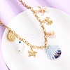 304 Stainless Steel Starfish & Porcelain Fish & Resin & Natural Shell Pendant Necklaces for Women NJEW-F352-03G-3