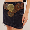 Western Retro PU Leather & Resin Imitation Gemstone Disc Chain Belts with Alloy Buckles AJEW-WH20064-21-5