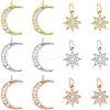 12Pcs 6 Style Brass Micro Pave Clear Cubic Zirconia Charms KK-FH0003-88-1