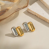 Stainless Steel Two Tone Oval Stud Earrings FJ2954-1