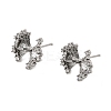 Brass Micro Pave Clear Cubic Zirconia Bowknot Stud Earring Findings KK-G553-08P-1