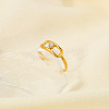 Fashionable Stainless Steel Clear Cubic Zirconia Hollow Rectangle Cuff Rings for Women LS-XE1808-3