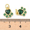 Brass Pave Cubic Zirconia Paw Print Charms KK-I355-17G-07-3