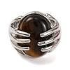 Oval Natural Tiger Eye Finger Ring G-Q184-06F-P-2