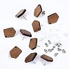 10 Pairs Polygon Walnut Wood Stud Earring Findings MAK-BC0001-21-4