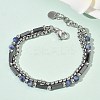 Natural Sodalite & Non-magnetic Synthetic Hematite Beaded Multi-strand BJEW-Z148-05P-01-1