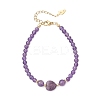 Heart Gemstone Bead Bracelets BJEW-JB13297-3
