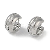 Clear Cubic Zirconia Huggie Hoop Earrings EJEW-L292-011P-1