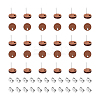 30Pcs Flat Round Walnut Wood Stud Earring Findings MAK-UN0001-48-1