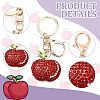 2Pcs 2 Colors Full Rhinestone Apple Keychains KEYC-CA0001-32-5