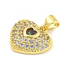 Heart Rack Plating Brass Micro Pave Cubic Zirconia Charms KK-Z053-17G-06-2