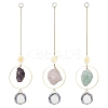 3Pcs Nuggets Natural Amethyst & Fluorite & Rose Quartz & Glass Round Hanging Suncatchers HJEW-JM04660-2