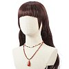 2Pcs 2 Style Natural Red Jasper Teardrop Pendant Necklaces Set NJEW-JN04064-3