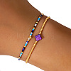 2Pcs 2 Styles Glass Seed Bead & Brass Beads Stretch Bracelets TY2852-1-1