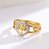Stainless steel Rhinestone Hollow Ring PW-WG52D5D-03-1