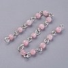 Handmade Natural Rose Quartz Beads Chains AJEW-JB00454-03-1