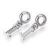 Platinum Rack Plating Alloy Rhinestone European Dangle Charms PALLOY-T048-36P-I-2