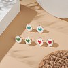 3 Pairs 3 Color Glass Seed Braided Hexagon with Heart Stud Earrings EJEW-MZ00009-2