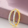 316 Surgical Stainless Steel Micro Pave Clear Cubic Zirconia 2 Line Hoop Cartilage Earrings WGDA01E-04-1