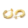 Brass Micro Pave Clear Cubic Zirconia Stud Earrings for Women EJEW-A040-09G-2