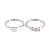 Bowknot 304 Stainless Steel Finger Ring Set for Women RJEW-C086-29-P-2