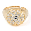 Sun with Eye Brass Micro Pave Clear Cubic Zirconia Adjustable Rings for Women RJEW-Q819-15G-2