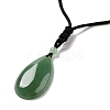 Natural Green Aventurine Pendant Necklace with Nylon Cord for Women NJEW-L464-A07-2