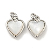 Natural Shell & Brass Heart Charms with Jump Rings KK-P275-09P-1