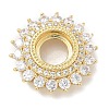 Rack Plating Brass Micro Pave Clear Cubic Zirconia Cabochon Connector Setttings KK-L224-027G-01-1