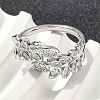 Brass Micro Pave Cubic Zirconia Cuff Rings for Women RJEW-D322-05P-2