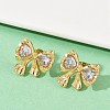 Bowknot 304 Stainless Steel Glass Stud Earrings EJEW-M105-02G-3