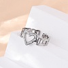 304 Stainless Steel with Rhinestone Adjustable Cuff Rings RJEW-Q020-16P-5