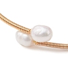Natural Aquamarine & Pearl Cuff Bangle BJEW-JB10119-01-4