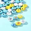 45Pcs 9 Styles Natural Wood European Beads WOOD-FS0001-27-9