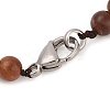 Natural Petrified Wood Round Beads Bracelets & Necklaces Sets SJEW-L132-25-3