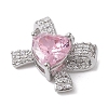 Rack Plating Brass Micro Pave Pink Cubic Zirconia Pendants KK-H463-10P-02-2