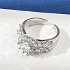 Brass Micro Pave Cubic Zirconia Adjustable Cuff Rings for Women RJEW-C129-04P-1
