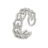 Hollow Rack Plating Brass Open Cuff Rings RJEW-D080-02P-1