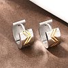 Two Tone 304 Stainless Steel Stripe Hoop Earrings EJEW-L307-04GP-01-2