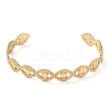 304 Stainless Steel Hollow Horse Eye Cuff Bangle for Women BJEW-D061-05G-1