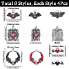 32Pcs 8 Styles Alloy Enamel Pendants ENAM-SC0007-41-2