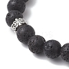 Natural Lava Rock & Rainbow Moonstone & Selenite & Lapis Lazuli Beaded Stretch Bracelets for Women BJEW-JB13083-4