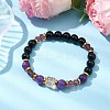 8mm Round Natural Obsidian & Dyed Quartz Beaded Stretch Bracelets BJEW-JB10436-2