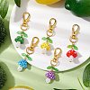 Handmade Glass Seed Mushroom with Acrylic Leaf Pendant Decorations HJEW-MZ00104-2