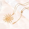 304 Stainless Steel Sun Pendant Cable Chain Necklaces for Men Women NJEW-K308-04C-G-3